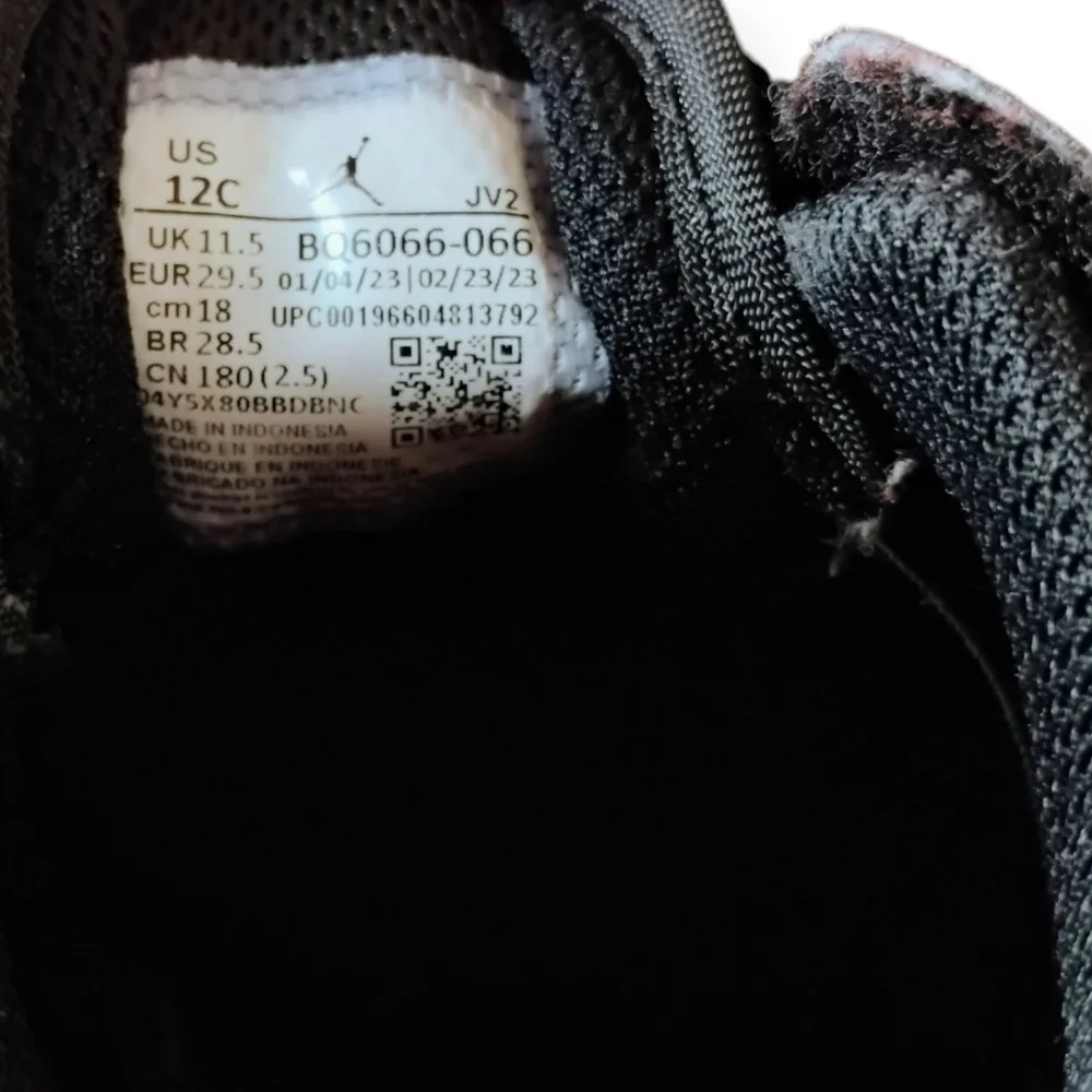 Jordan 1 Low Alt Black Red White Velcro Toddler Size 12C